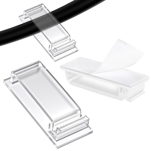 Poraceous Lot de 30 Clips Câbles, Cable Adhesif Rangement de Câble, Attache Câble Auto Collant, Organisateur de Serre-Câbles, Crochets pour Fixation de Câbles, pour Bureau/Maison/TV/Chargeur/Voiture