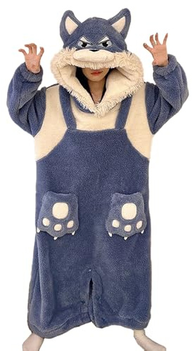 SHUOJIA Onesie für Erwachsene Tierkostüm Jumpsuit Damen Herren Kuschelig Einteiler Schlafanzug Nteressant Onesies Karneval Weihnachten Halloween Cosplay Pyjamas