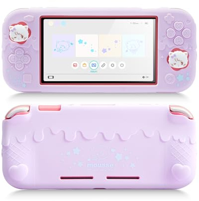 GeekShare Silicone Protective Shell Compatible with Switch Lite, Sweet Soft Ice Cream Cover Case for Switch Lite with 2 Thumb Grip Caps - Purple Mikko