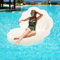 AQIFAND Flotteur gonflable en forme de coquillage pour piscine avec poignées et ballon de perles pour l'été, la piscine, les fêtes sur la plage, blanc, 120 cm