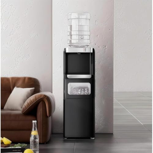 MIDUOLAI A,Distributeur d'eau Chaude Et Froide 3 en 1, avec Machine à GlaçOns IntéGréE, Distributeur d'eau Chaude Et Froide à Chargement par Le Haut,