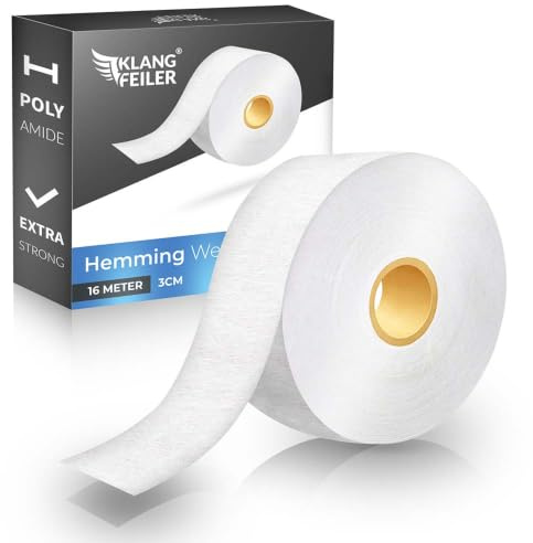 Klangfeiler Saumband 16 Meter I 30mm Extra Breit I Bügelband für Bügeln I Bügelkleber Vorhänge Gardinen besser als nähen Saumvlies