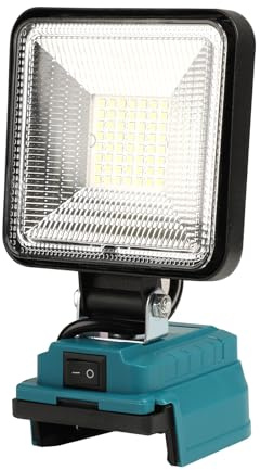 Akku Lampe für Makita 18-21V, 50W 4000LM Kabellose LED Arbeitsleuchte mit USB- und Typ-C-Ladeanschlüssen, Tragbares Flutlichter Baustellen Lampe für Baustelle und Camping (Blau)