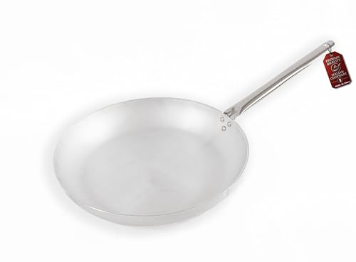 MOHOME Padella Alluminio Professionale Induzione Made in Italy Manico Acciaio Inox Ø 28 cm Pentola Fondo Basso Rotonda Altezza 5 cm Piano Cottura Grill Fornello Gas Forno