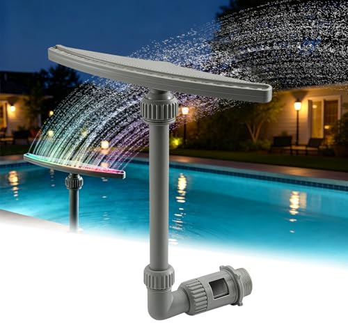 Fontaine Solaire Piscine avec Éclairage Et 360° | Hauteur Réglable 40-69Cm, Adaptée Piscines Hors-Sol Et Enterrées, Éclaboussures