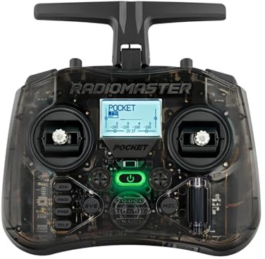 Radiomaster Pocket ELRS, Hall Gimbal Portable Mode2 (Charcoal) | Trasmettitore ELRS compatto, antenna pieghevole, Hall gimbal, LED integrato, segnale stabile