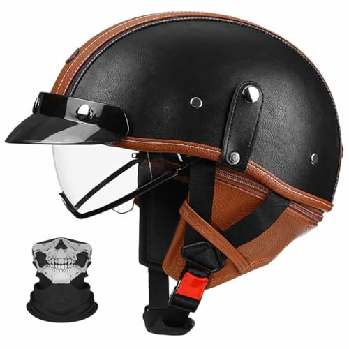 BCYBD Casque Moto Jet Demi-Casque Vintage Homologué ECE 22.06