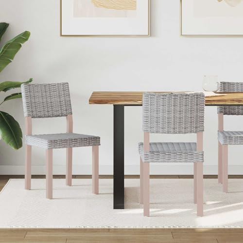 Ordellia Chaise de Salle à Manger en rotin Kubu tissé Main 2 pièces, Dossier Haut et Repose Pieds, Blanc, Dimensions 46 x 55 x 84 cm, Confort pour Repas Quotidiens