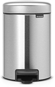 Brabantia Newicon-Cubo de Basura con Pedal, 3L, Color Fpp Inoxidable, Acero Mate Anti-Huellas