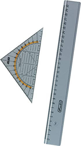 Herlitz Geometrie-Dreieck aus transparenter Kunststoff, klein + Lineal (30 cm)
