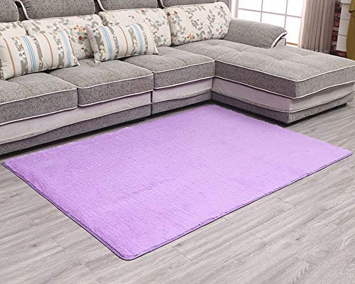 Tappeto Shaggy a Pelo Corto, Morbido Yoga Tappeto Decorativo Soggiorno Camera, Diversi Colori e Dimensioni Viola Chiaro 80 * 160cm