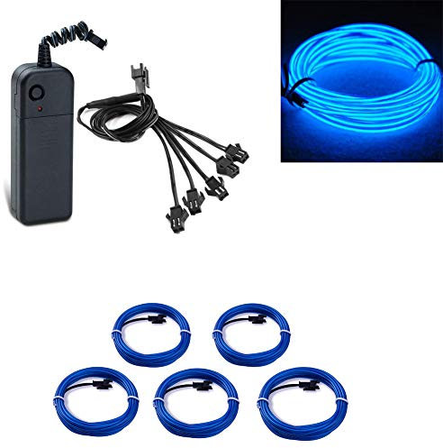 Kmruazre Luce Al Neon El Wire Flessibile Incandescente Stroboscopico Elettroluminescente Per Pub Pub Decorazione Per Feste Di Natale (5x1m, Blu)