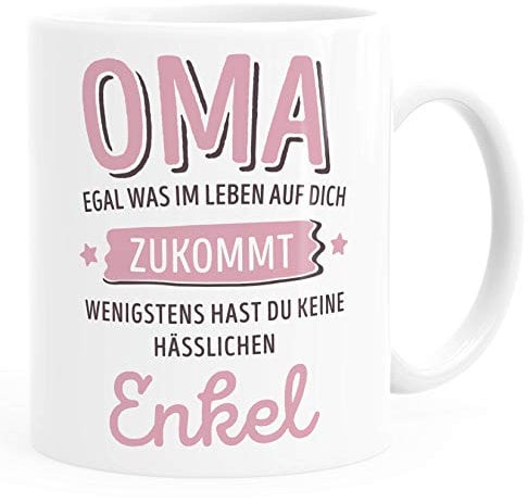 MoonWorks® Geschenk Tasse anpassen egal was im Leben auf dich zukommt wenigstens hast du keine hässlichen Kinder Kaffee-Becher Weiss Keramik-Tasse