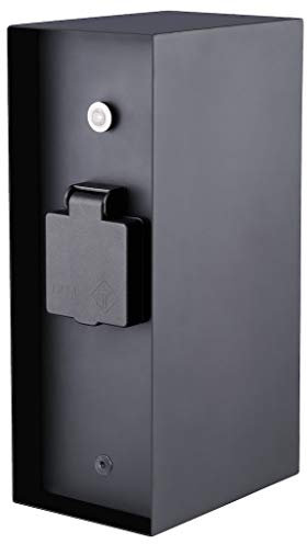 eckige Steckdosens?ULE f?r Au?en mit 2 oder 3 oder 4 Steckdosen IP44 Garten Stromversorgung (anthrazit 3fach + Sensor)