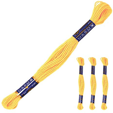3 Docken Stickgarn je ca. 8m Sticktwist 100% Baumwolle Stickerei verschiedene Farbwahl, Farbe :1142 warmes Gelb