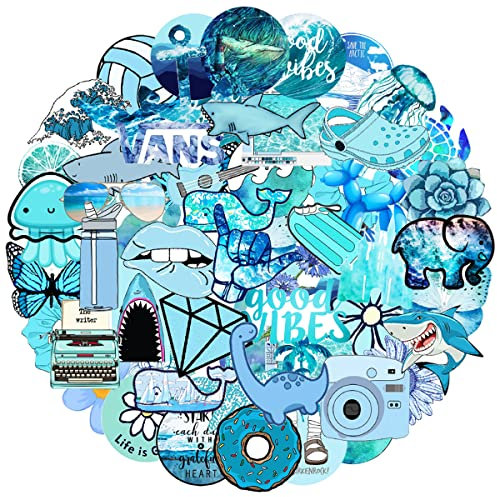 MARSFORCE Vsco Blau Aufkleber, Schöne Wasserdicht Vinyl Stickers für Laptop Wasserflaschen Skateboard Gepäck Auto Motorrad Fahrrad Gitarre PS4 Koffer Scrapbook Handy Pad [50 Stück]