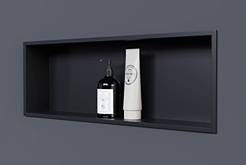 Bernstein Wandnische aus Edelstahl NT206010X - 20 x 60 x 10 cm (B x H x T) Einbauregal, Flexibler Einbau- Ideale Duschablage Farbe:Schwarz