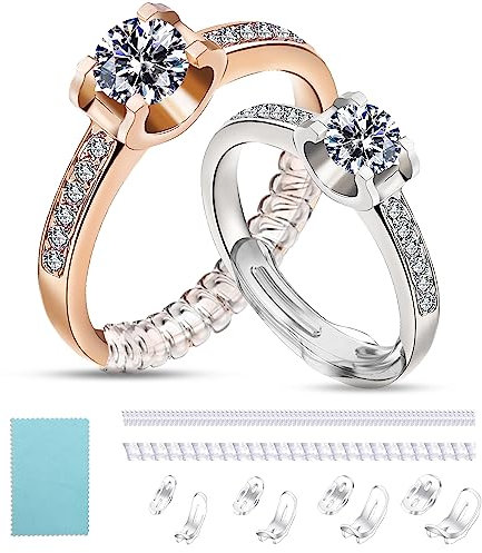 Heromor Ringverkleinerer Unsichtbar, 20 Stück mit 2 Arten von Ringverkleinerer machen Ringe Kleiner ohne Größenänderung, Ringgrößenversteller für Ringe Frauen