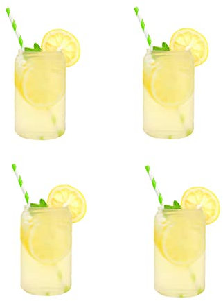 JYCAR Lot de 4 tasses en verre en forme de canette de bière - 400 ml - Transparentes - Idéales pour le whisky, le thé, l'eau