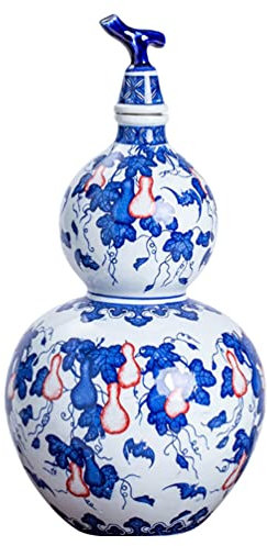 Zerodeko Wasserflaschen Weinkrüge Gourdweinflasche Tragbare Wasserflasche Wein Jar Jingdezhen Keramikweintopf Blauer ?er Weintopf für Hauswarming Geschenk 26X12. 5 Cm Antike Weinkrüge