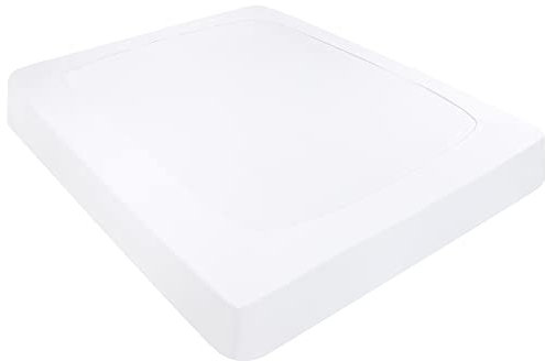 PiccoCasa Housse de sommier tapissier en tissu extensible enveloppant sur les 4 côtés sans plis, pour la maison, housse de matelas élastique pour matelas jusqu'à 35,6 cm, blanc, super king size