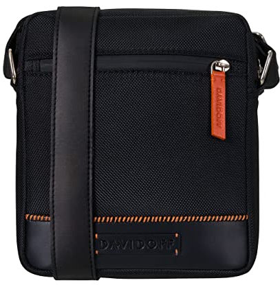 DAVIDOFF Home Run Herren Umhängetasche Schwarz – moderne Schultertasche aus veganem Material – hochwertige Herren Tasche mit Reißverschluss