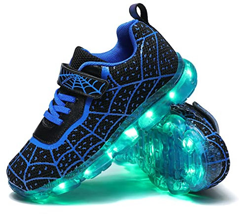 YUNICUS Kinder Jungen Mädchen LED Schuhe Leuchten Trainer Kinder USB Aufladen Blinkend Low Top Sneakers Geburtstag Halloween Weihnachtstag