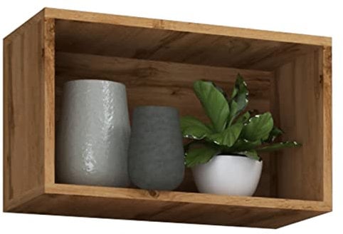 VCM Holzregal hängend | platzsparendes Regal | Maße: H. 30 x B. 50 x T. 28 cm | Elegantes Regal hängend | Aufbewahrungsregal | Bücherregal | Wandboard - Arila S