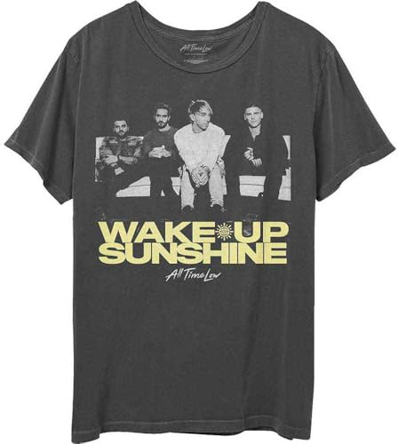 All Time Low T Shirt Faded Wake Up Sunshine Official Unisex Charcoal Grey XL