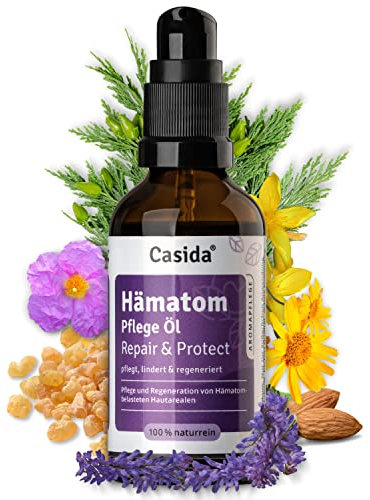 Casida® Hämatom Pflege Öl Repair & Protect - Aromapflegeöl aus 100% naturreinen Ölen - für die Pflege von Hämatomen, blauen Flecken und Blutergüssen - 50 ml