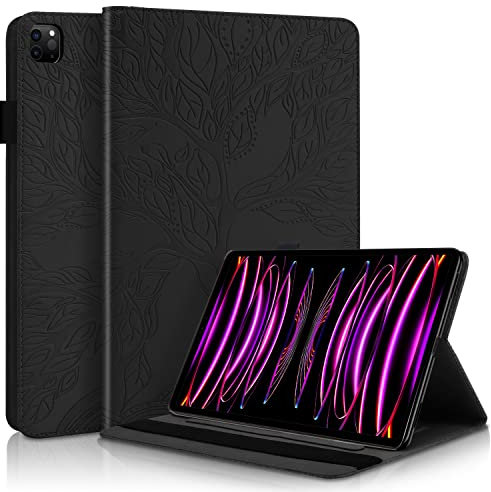 Succtopy Custodia per iPad Pro 12.9 6a/5a/4a Generazione Cover in Pelle PU con Porta Penna Custodia Protettiva con Funzione di Supporto Case iPad Pro 12.9 2022/2021/2020 Nero
