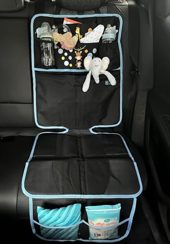 HECKBO Kinder Auto Sitzauflage Auto Organizer - Baby Tiere Mama - ISOFIX geeignete Unterlage, Sitzschoner zum Schutz Ihrer Autositze geeignet für alle Kindersitze