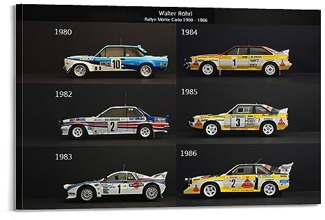 NOHF Walter Rohrl Rallye Monte Carlo 1980–1986 Poster, Wandkunstdruck, Retro-Stil, ästhetische Raumdekoration, Bürodekoration, 30 x 45 cm, Rahmenstil