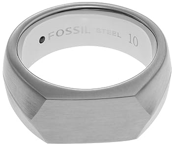 Fossil Men's Stainless Steel Silver-Tone Hexagonal Dome Ring, Color: Silver (Model: JF04560040)