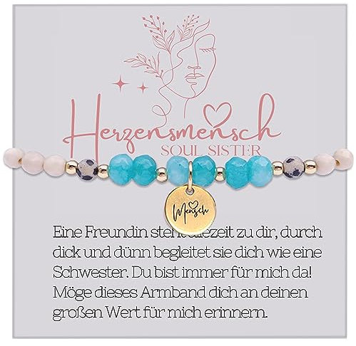 Armband Damen – Handgemachtes Edelsteinarmband als Freundschaftsarmband/Perlenarmband Natustein/Geschenk für Frauen, Beste Freundin