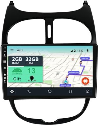 YUNTX [2GB+32GB] Android 14 Autoradio mit Navi für Peugeot 206 (2002-2010)-9 Zoll Touchscreen-mit Kamera-DAB/GPS/Lenkradsteuerung/MirrorLink/Bluetooth 5.0/WiFi/USB/4G/CarPlay