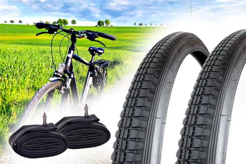 2 Fahrradreifen 1,75 x 28 Zoll Reifen, Drahtreifen 37-622 Fahrrad Bereifung Mantel + Schlauch 28 x 1 5/8 x 1 3/8 x 1,75 Dunlop Ventil 40mm, MTB, Trekking, City