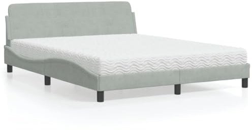Willood Boxspringbett mit Matratze Hellgrau 160x200 cm Bett Weicher Samt Hervorragende Unterstützung Schaumstoffmatratze