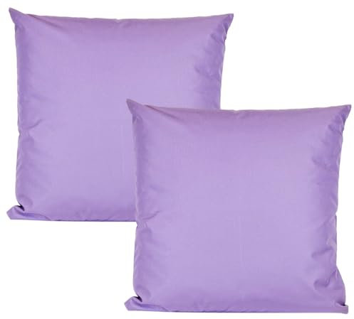JACK 2er Set Outdoor Kissenhülle Kissenbezug 50x50cm Wasserfest Sitzkissen Lounge Kissen Garten Stuhl Lotus Effekt, Farbe:Flieder