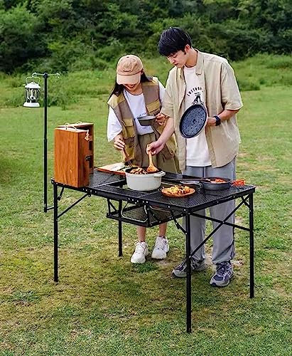 Outdoor Master Cook Station Portable Camp Kitchen Outdoor Folding Table,BBQ Camping Picnic Backyard Outdoor Camping Kitchen Table