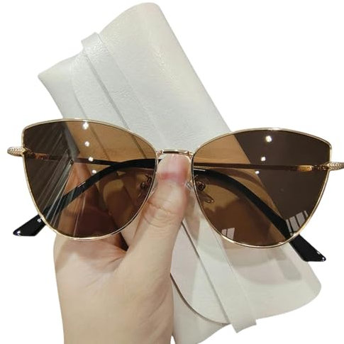 ZuoXun Gafas de sol Sun Marco De Ojo De Gato Vintage Gafas De Sol Mujeres Fashion Eyewear Retro Standy Sun Shades, Té De Oro, Otro