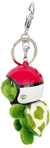 GXGM 1 Pièces Porte Clé Moto En Forme De Tortue,Pendentif Porte Clef Tortue,Décoration De Tortue De Dessin Animé Vert, Avce Casque Amovible, Porte Clef Moto En Forme De Tortue En Peluche(Elfe,A)