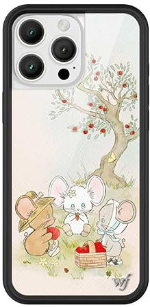 Wildflower Schutzhülle für mit Apple iPhone 16 Pro Max, ästhetisch, schwarzer Schutzrahmen, sturzsicher bis 1,2 m (zertifiziert), frauengeführtes KMU, zierlich, Tier-Picknick (Mice Friends)