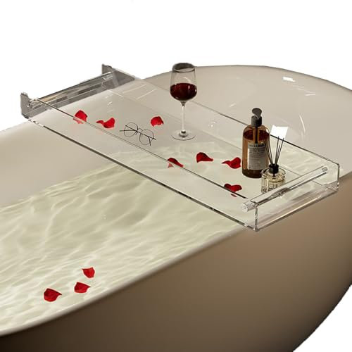 Bandeja organizadora de acrílico para bañera, estante transparente con soporte para toallas, soporte para copas de vino, soporte para velas, soporte para teléfono, organizador de suministros de ducha,