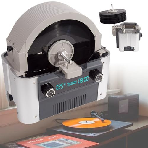 Nettoyeur De Vinyle à Ultrasons 49 Khz 6 L (Peut Laver 10 Disques à La Fois), Pour Disques De 7/10/12 Pouces, Essorage Automatique, Minuterie à 6 éTapes Et 3 Commandes De TempéRature