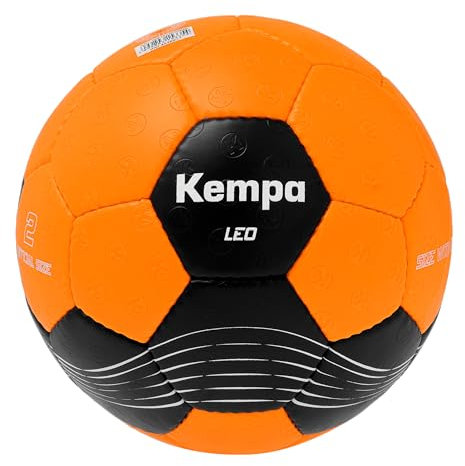 Kempa Leo Handball Trainingsball und Spielball, Handball für Kinder und Erwachsene - strapazierfähig und griffig von Größe 0 bis Größe 3, orange/schwarz