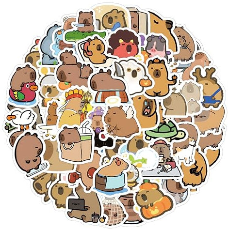 FloraVigo Kinderaufkleber, 100 süße Capybara-Aufkleber, wasserfeste, Wasserflaschen, Skateboards, Handys, Notizbücher, wasserfeste Vinyl-Aufkleber(Meerschweinchen)