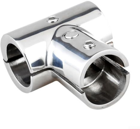 Raccordo per corrimano per barca, tubo di montaggio per barca, in acciaio inossidabile 316, corrimano marino a 90 gradi a T con connettore a T diviso (22 mm)