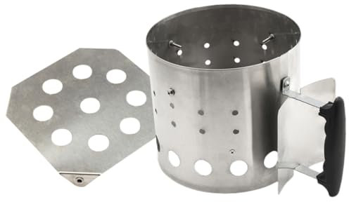 PartyKindom Stainless Steel Charcoal Bucket Bbq Ignition Barrel Chimney Starter for Outdoor Cooking Large Starting Tool Heat Shield