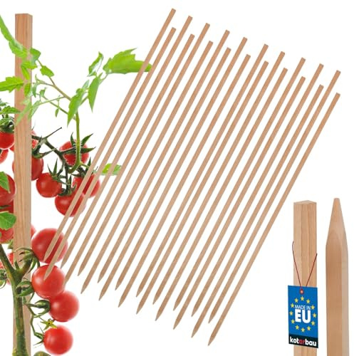 KOTARBAU® 20 Pièces Tuteur Tomate - Bois de Hêtre - 120 cm - Naturel - Tuteur Plante - Piquet de Jardin - Poteau Bois - Piquet Tomate - Support Plante Grimpante